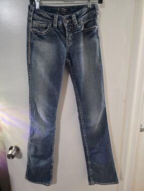 Silver Jeans Suki Flap Bootcut Jeans | W26 L33 | Thick Stitch Y2K Denim